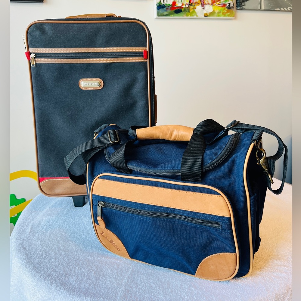 Vintage Jaguar Softside Rolling Suitcase with free messenger bag